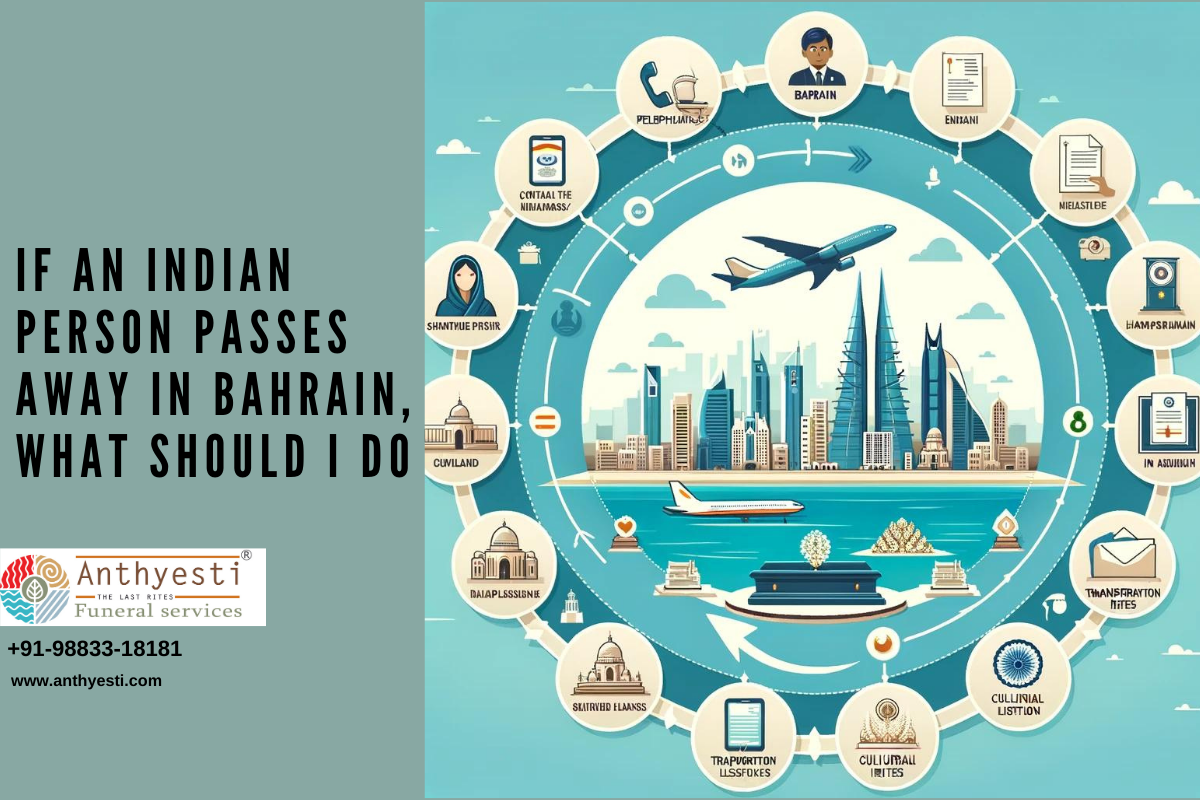 If an Indian person passes away in Bahrain, what should I do